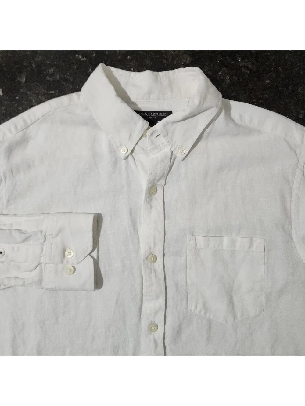 Banana Republic Linen Button Up Shirt Mens Medium Cabana Preppy Summer Beach